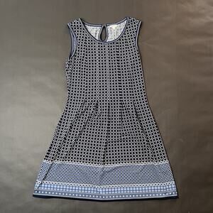 Max Studio Dress Womens Size L Maxi Sleeveless Pleated Navy, Green, White